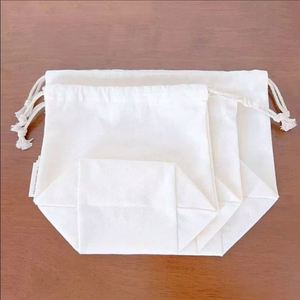 Pochette en toile de coton de haute qualité avec cordon de serrage, couleur naturelle, sac anti-poussière en coton avec double cordon - Product Image 5