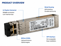 Module Fibre Optique Mini-GBIC Gigabit SX MGBSX1 pour Cisco, 1,25 Gbit/s, 850 nm, SFP Multimode, Prise en charge DOM pour Uplink de Commutateur Réseau SMB
