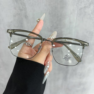 Monture de lunettes demi-cerclée rectangulaire 31279 unisexe avec verres PC anti-lumière bleue, idéale pour les grands visages - Product Image 1