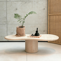 Table basse en pierre de travertin naturel pour salon et chambre, table à thé en marbre, table en pierre haut de gamme design créatif pour la maison
