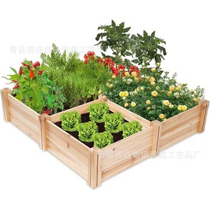 Jardinière carrée en bois rustique pour fleurs et plantes vertes - Product Image 5