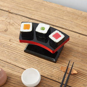 Support à baguettes en plastique de style japonais, rectangulaire noir, design oriental, pour service de sushis, plat à glace, support à baguettes - Product Image 2