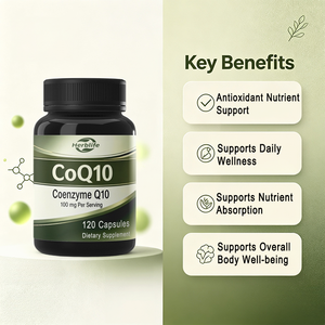 Capsules de CoQ10 100 mg par dose, 120 capsules végétales, Complément alimentaire Coenzyme Q10 OEM ODM Marque privée - Product Image 4