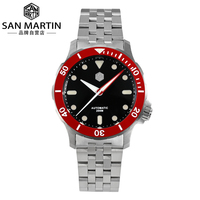 San martin — montre automatique en céramique pour plongée, pour hommes, en acier inoxydable, couleur automatique, 20atm, bgw9, nh35