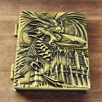 Ensemble de dés de jeu de rôle en métal en forme de livre avec motif de dragon, 7 en 1, pliable, écologique, format de poche, durable pour les amateurs de TTRPG