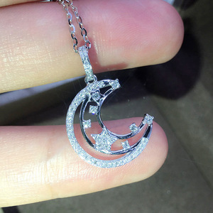 Collana con Ciondolo Luna e Stella per Donne, Stile Giapponese e Coreano, Catena per Clavicola, Gioielli alla Moda - Product Image 1