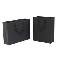 Sacs à provisions en papier d'art personnalisés biodégradables de 250G avec votre propre Logo sac fourre-tout de luxe noir Kraft cadeau pour vêtements
