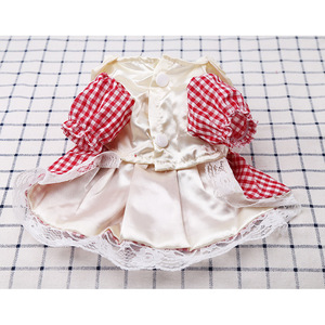 Jupe en coton à carreaux mignonne pour chiens et chats de petites, moyennes et grandes races, robe pour animaux de compagnie avec nœud et bordure en dentelle - Product Image 3