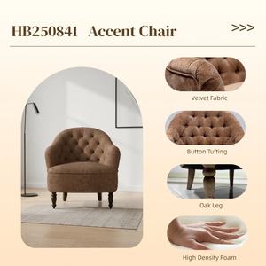 Fauteuil d'appoint capitonné en chêne massif pour salon - Product Image 4