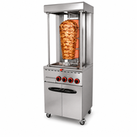 Nouvelle machine à shawarma verticale au gaz COOKAID à 4 brûleurs, armoire de rangement, restaurants commerciaux, haute capacité 100 kg/h, 304