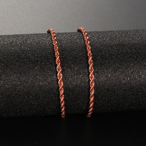 2.5 milímetros de diâmetro preto ouro rosa banhado a Melhor Das Mulheres Dos Homens Colar de Aço Inoxidável Corda Cadeia de Torção - Product Image 5