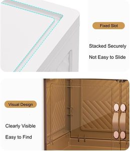 Collapsible PP White Clothing <b>Storage</b> Bins Lids Wheels <b>Folding</b> Stackable Eco-Friendly Modern Design 35L Capacity <b>Storage</b> <b>Box</b> - Product Image 4