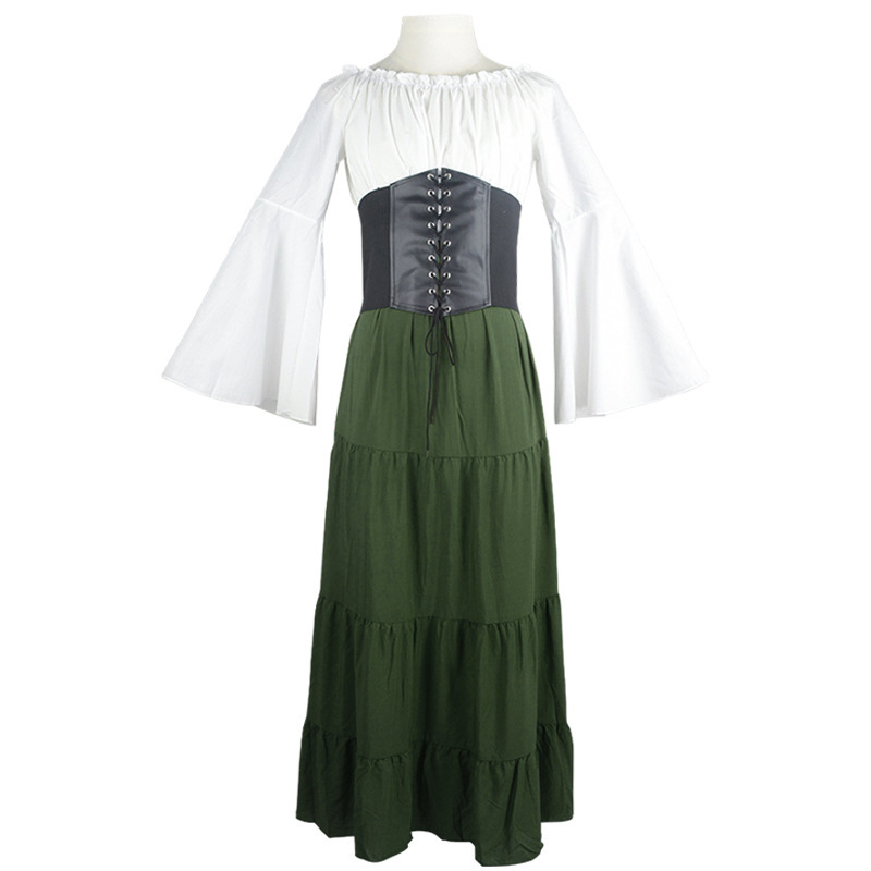 Green [skirt with cinched waist]