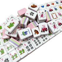 Ensemble de tuiles de mahjong en acrylique Western Mahjong Unique, motif Tracteur Équestre, cadeau de fête pour tous