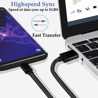 Schitec Durable Trenzado 3A Tipo C Cable Fast Sync Data Cable de carga USB