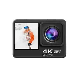 Mũ Bảo Hiểm Hành Động Camara Cam 4K 60FPS 24MP 2.0 Cảm Ứng LCD 4X Zoom EIS WiFi Màn Hình Kép Từ Xa Camera Thể Thao Chống Nước Camera Mini