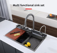 Robinet de lavabo moderne à 3 compartiments en acier inoxydable chromé, cascade numérique LED de haute qualité, multifonctionnel, à cuve unique