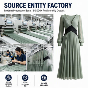 Maßgeschneidertes Damen-Kirchenkleid Elegant Vintage Formell Maxi Atmungsaktiv Digital-Druck Spitze Übergröße Langarm V-Ausschnitt Chiffon - Product Image 5