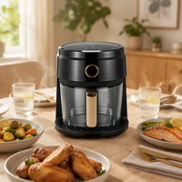 Friteuse à air chaud en verre 3,5 L avec contrôle tactile et écran numérique, sans huile, à économie d'énergie, pour usage domestique