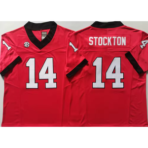 Georgia Heren 1 Zachariah Tak 3 Nate Frazier 14 Schutter Stockton Groothandel Ons Amerika Gestikte College Football Jersey Shirts - Product Image 3