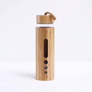 Bouteille d'eau en verre borosilicate écologique avec logo personnalisé, capacité 500-600 ml, couvercle en bambou, certifiée CE, unisexe, avec corde pour la gym - Product Image 6