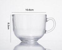 Vente en gros par sublimation tasse jumbo en verre de grande capacité 15oz bol à soupe avoine yaourt tasse avec poignée petit déjeuner tasses à dessert lait