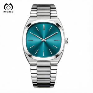 Orologio da polso Migaga Square Fashion in <span class=keywords><strong>acciaio</strong></span> inossidabile con cinturino da 26 mm, orologio da <span class=keywords><strong>uomo</strong></span> minimalista al quarzo con quadrante verde. - Product Image 2