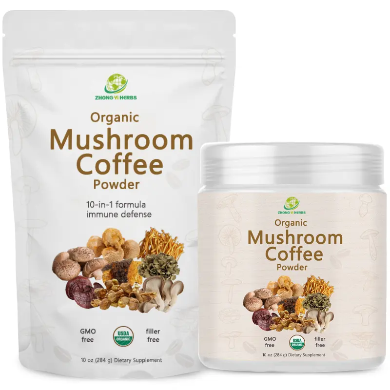 Mezcla de café de seta de etiqueta privada OEM Hericium Erinaceus Cordyceps Grifola Frondosa Chaga Reishi Ganoderma Mushroom Coffee