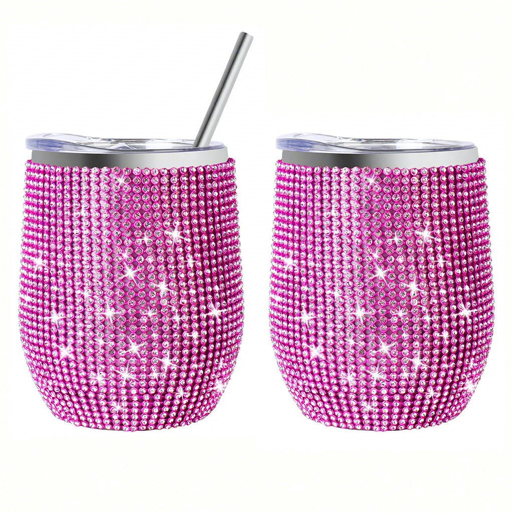 Mug strass rose rouge