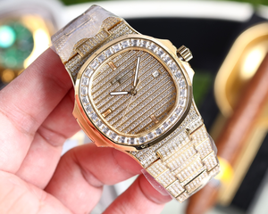 Montre mécanique haut de gamme Patek Philippe entièrement sertie de diamants, mouvement à remontage automatique, pour homme et femme - Product Image 4