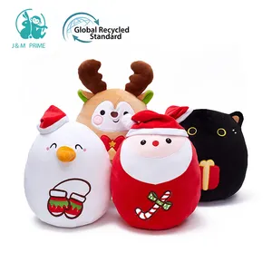 Cute Deer Santa Claus Snowman Children Stuffed Decoration Reindeer Doll Black Cat Plush Toy
