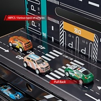 Boîte de rangement pour jouets classiques, collection de 48 mini voitures miniatures en métal, conteneur, voitures en étain à tirer en arrière, club de course en alliage, plastique, transport