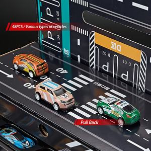 Boîte de rangement pour jouets classiques, collection de 48 mini voitures miniatures en métal, conteneur, voitures en étain à tirer en arrière, <span class=keywords><strong>club</strong></span> de course en alliage, plastique, transport - Product Image 4