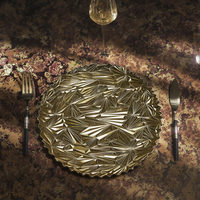 Assiettes de Présentation Dorées en PP de Luxe Écologiques, Plastique Classique Durable pour Fêtes, Dîners, Réceptions, Décoration de Table
