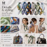 Écharpe en Soie Satinée Raffinée Brillante et Lisse, Foulard Carré pour Femme, Imprimé Floral, Toucher Doux, Personnalisation de Marque, Vente en Gros