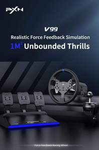 Volant de course à retour de force PXN V99, 900 ° /270 °   Pédales à effet Hall rotatives avec levier de vitesses 6+1 pour <span class=keywords><strong>PC</strong></span> PS4 Xbox Series X/S - Product Image 2