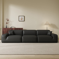 Italienischer Stil Großes Schwarzes Echtes Leder Modulares Ecksofa mit Schwammfüllung Modernes Minimalistisches Trendiges Würfelsofa für Kleine Wohnungen