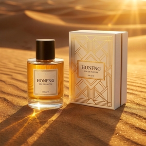 Flacon de parfum cylindrique en verre vide de luxe imprimé sur mesure avec couvercle noir, couleur personnalisée - Product Image 2