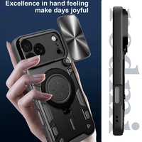Coque robuste de protection de qualité militaire pour iPhone 18 17 Pro Max avec protection coulissante de l'objectif de l'appareil photo, antichoc, noire