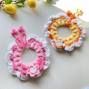 Cute paw print bibs, little <b>flowers</b>, handmade knitted pet scarves, snowflake-patterned pet bibs, <b>sweet</b> accessories. - Product Image 2