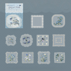 ชุดสติกเกอร์ลูกไม้ PET แบบติดเอง สำหรับตกแต่งวันหยุด วัสดุตกแต่งผนัง ผ้าตาข่ายสังเคราะห์ ผ้าแก้ว วัสดุศิลปะติดผนัง แบบไดคัท พิมพ์ลาย - Product Image 5