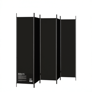 Divisorio Nordico a 5 Pannelli in Tessuto Nero 98,4 X 78,7 Pollici, Paravento Pieghevole dal Design Minimalista - Product Image 1