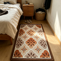 Retro Blumen- und Geometrische Polyester-Fußmatte Natürlicher Latex Rutschfeste Absorbierende Eingangsbereich-Matte für Vintage-Heimdekoration