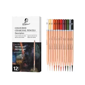 Giorgione 12 renk Pastel kömür kroki doğal ahşap sanat öğrenci renkli kalem seti - Product Image 1