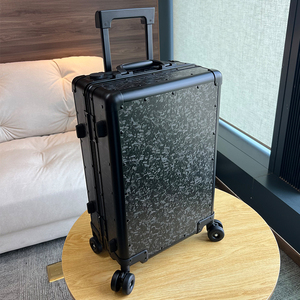Valise <span class=keywords><strong>cabine</strong></span> noire à roulettes en aluminium, best-seller, personnalisable, 20/24 pouces - Product Image 1