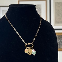 Collier à fermoir verrouillable à vis en or 18K avec porte-breloque mousqueton en acier inoxydable trombone chaîne à maillons style classique