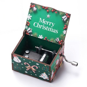 Boîte à musique en bois à manivelle pour Noël, Navidad, Nouvel An, cadeaux pour enfants, décoration de la maison, boîtes musicales sculptées - Product Image 5