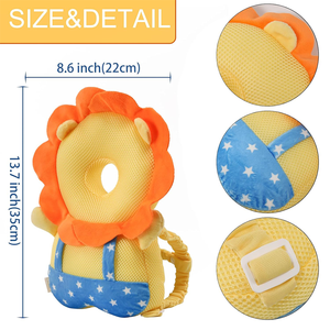 Protector de cabeza de bebé personalizado, mochila para prevenir la caída hacia atrás del bebé, Protector de cabeza de peluche de León para niñas recién nacidas y niños - Product Image 3