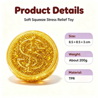Jouet anti-stress sensoriel créatif en TPR, en forme de pièce de monnaie scintillante, mignon et compressible, vente en gros, cadeaux d'entreprise en vrac