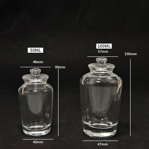 Venta al por mayor de botellas de perfume de vidrio transparente de 50ml y 100ml con color personalizado, cuello de botella estrecho, tapa de bola de base gruesa y <span class=keywords><strong>atomizador</strong></span> de niebla fina. - Product Image 4